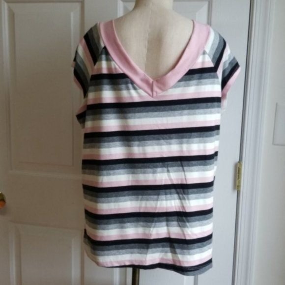 Carolina Bay Sweater Shirt V Neck Stripes Women's Size 1X - Picture 2 of 7
